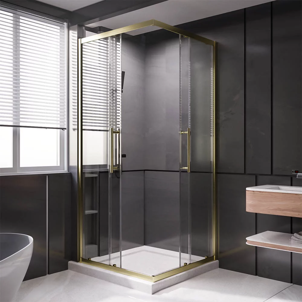 Душевой уголок Veconi Premium Trento PTC-20G PTC20-G-10090-01-C4 1000*900 мм (золото брашированное/прозрачное)