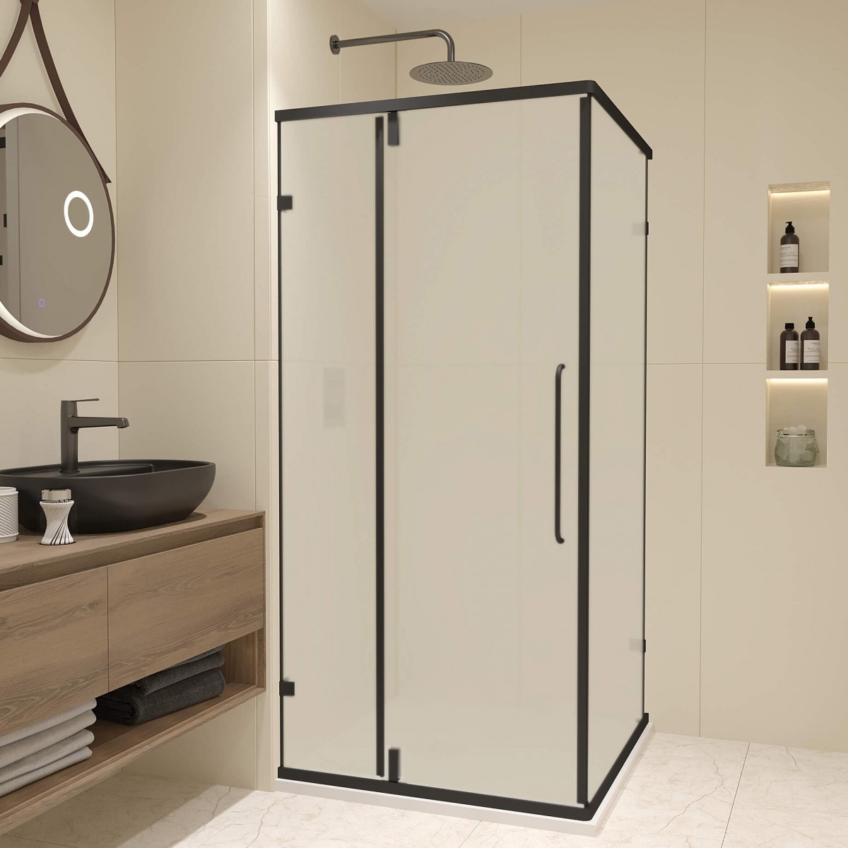 Душевой уголок RGW Classic CL-035B 900*900 мм (чёрный/матовое)