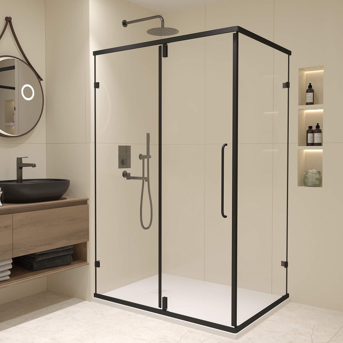 Душевой уголок RGW Classic CL-046B 900*800 мм (чёрный/прозрачное)
