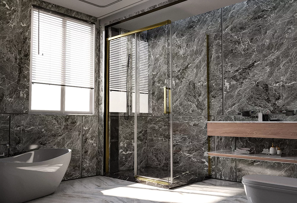 Душевой уголок Veconi Premium Trento PTC-SP-40G PTC40-SP-140100-G-01-C4 1400*1000 мм (золото брашированное/прозрачное)
