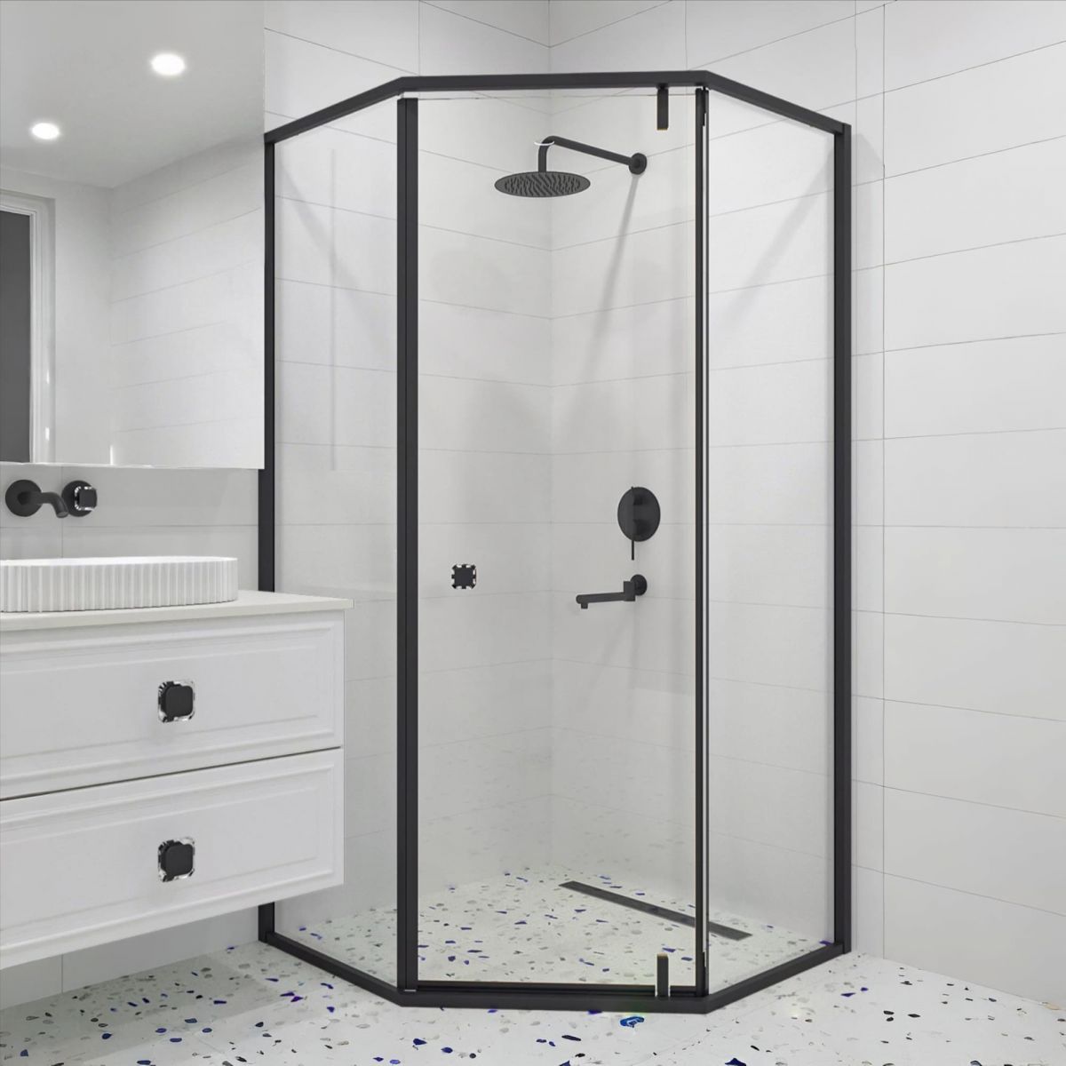 Душевой уголок RGW Hotel HO-088B 900*900 мм (чёрный/прозрачное)