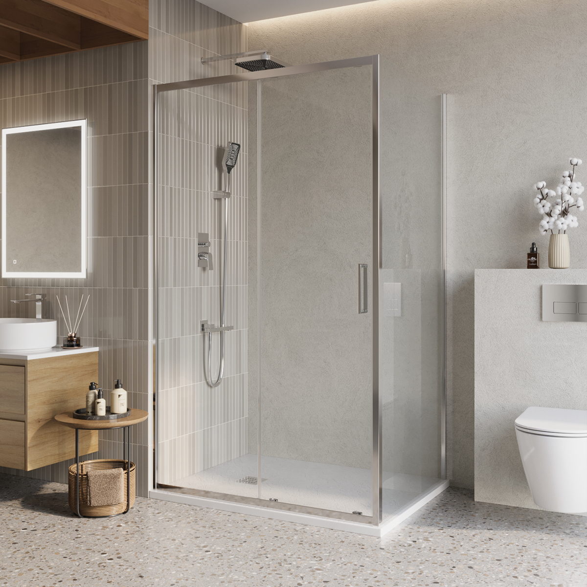 Душевой уголок BelBagno LUCE-AH-1-120/90-C-Cr 1200*900 мм (хром/прозрачное)
