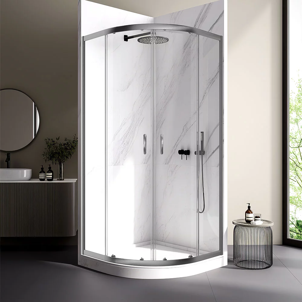 Душевой уголок Veconi RV-202GR RV202GR-90-01-C4 900*900 мм (графит брашированный/прозрачное)