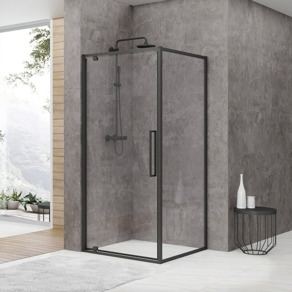 Душевой уголок Black&White Stellar Wind S877 Black 900*900 мм (черный матовый/прозрачное)