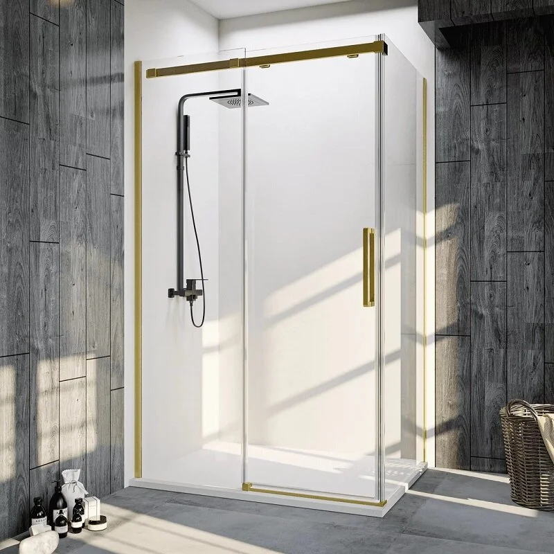 Душевой уголок Veconi RV-070G RV070G-16080-01-C4 1600*800 мм (брашированное золото/прозрачное)