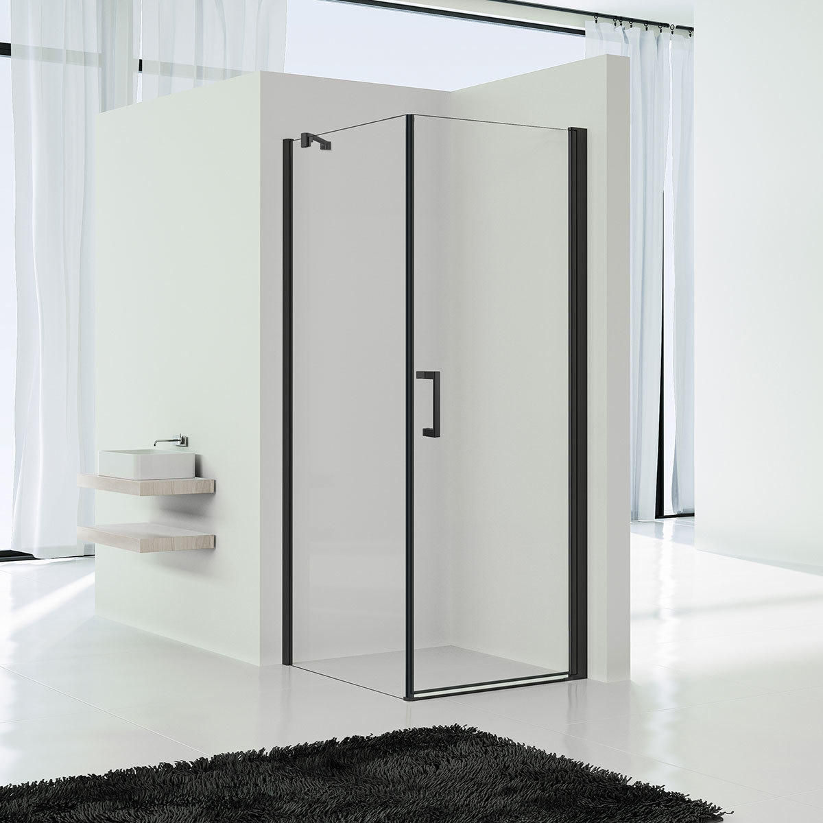 Душевой уголок Vincea Orta VSR-1O9090CLB 900*900 мм (черный/прозрачное)