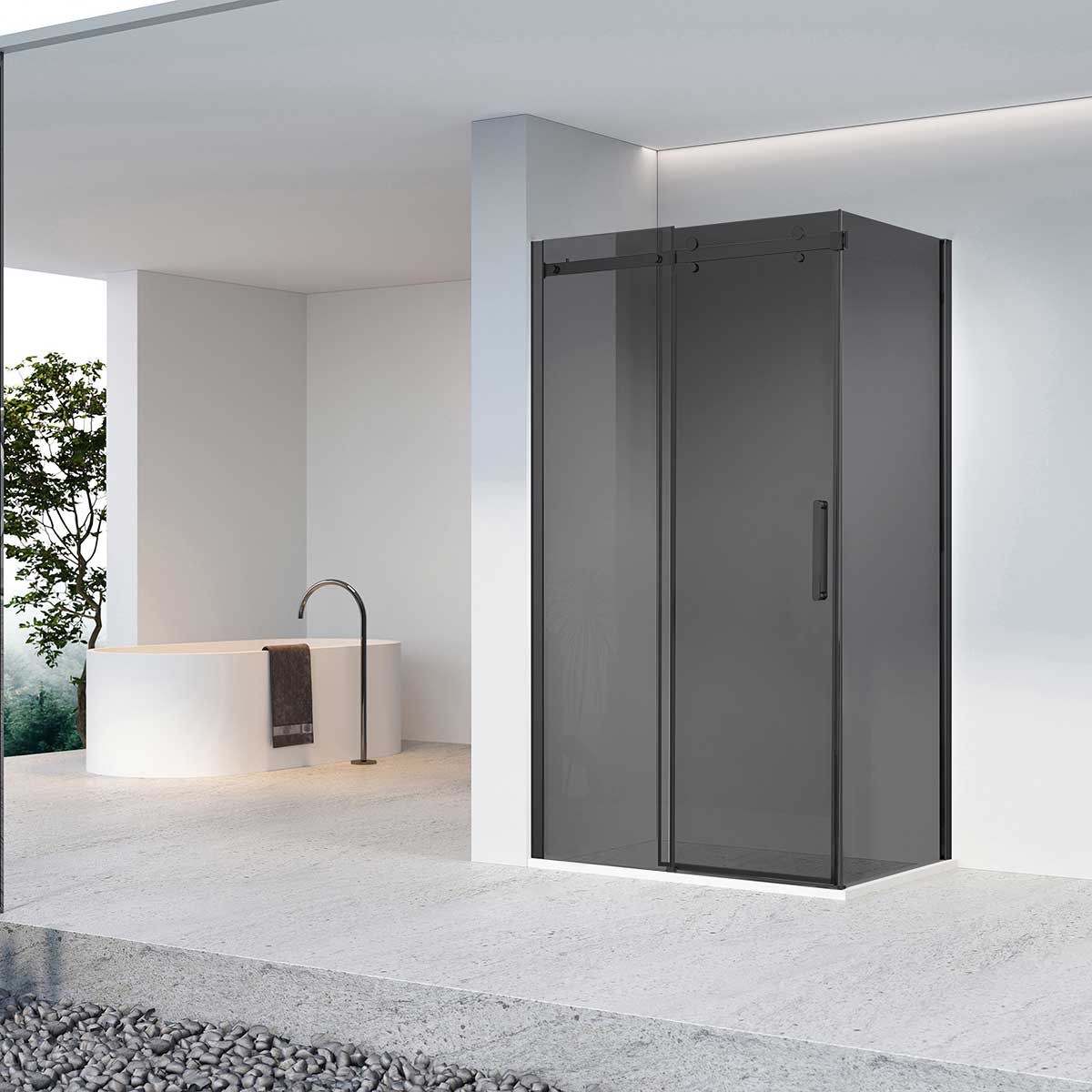 Душевой уголок Vincea Como-N VSR-4CN9012CGB 1200*900 мм (черный/тонированное)