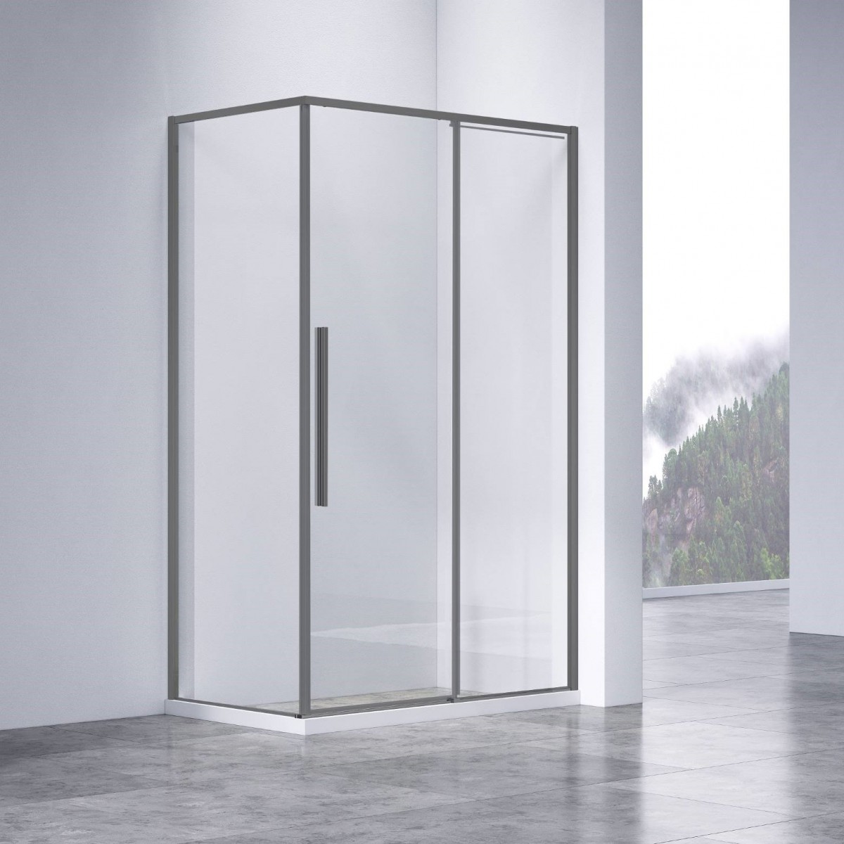 Душевой уголок Vincea Slim-N VSR-4SN8012CLGM 1200*800 мм (вороненая сталь/прозрачное)