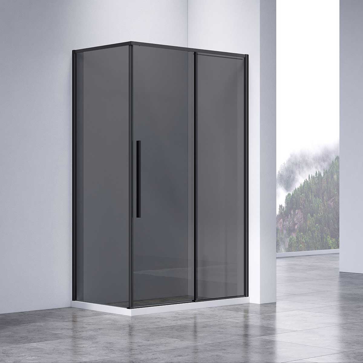 Душевой уголок Vincea Slim-N VSR-4SN9014CGB 1400*900 мм (черный/тонированное)