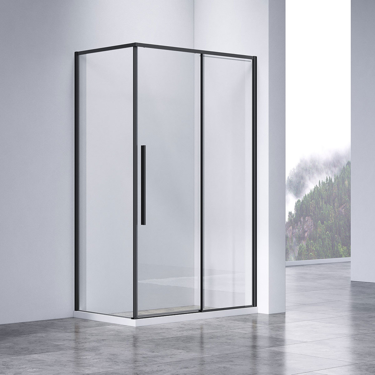 Душевой уголок Vincea Slim-N VSR-4SN8011CLB 1100*800 мм (черный/прозрачное)