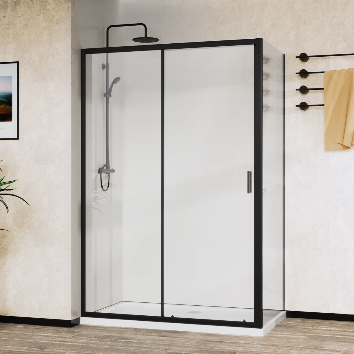 Душевой уголок Vincea City VSR-5CT9012CLB 1200*900 мм (черный/прозрачное)