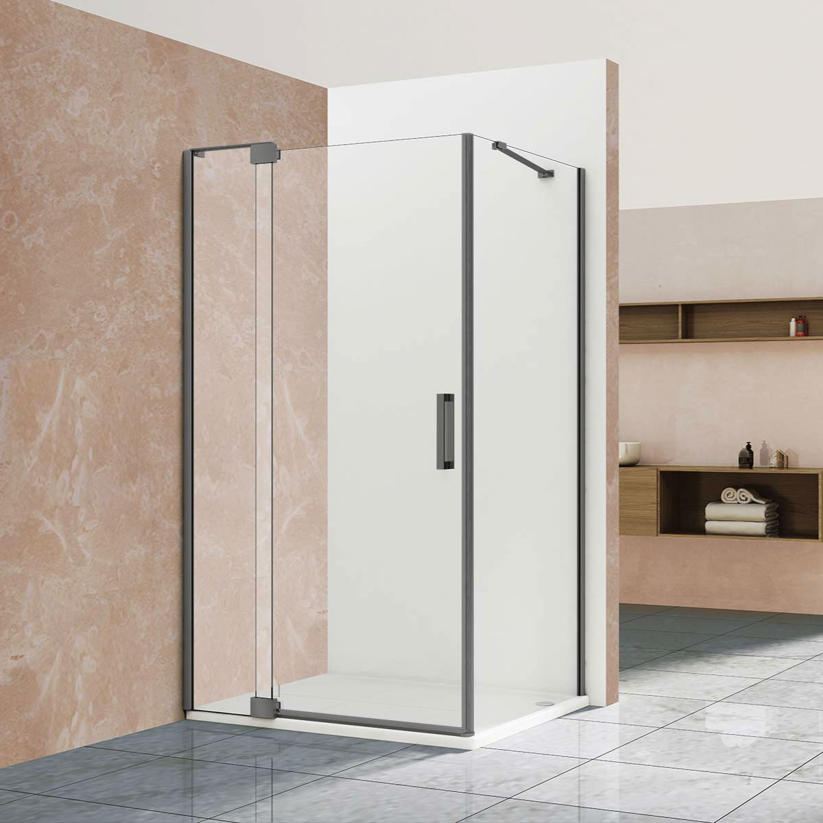 Душевой уголок Vincea Extra VSR-1E101190CLGM 1000/1100*900 мм (вороненая сталь/прозрачное)