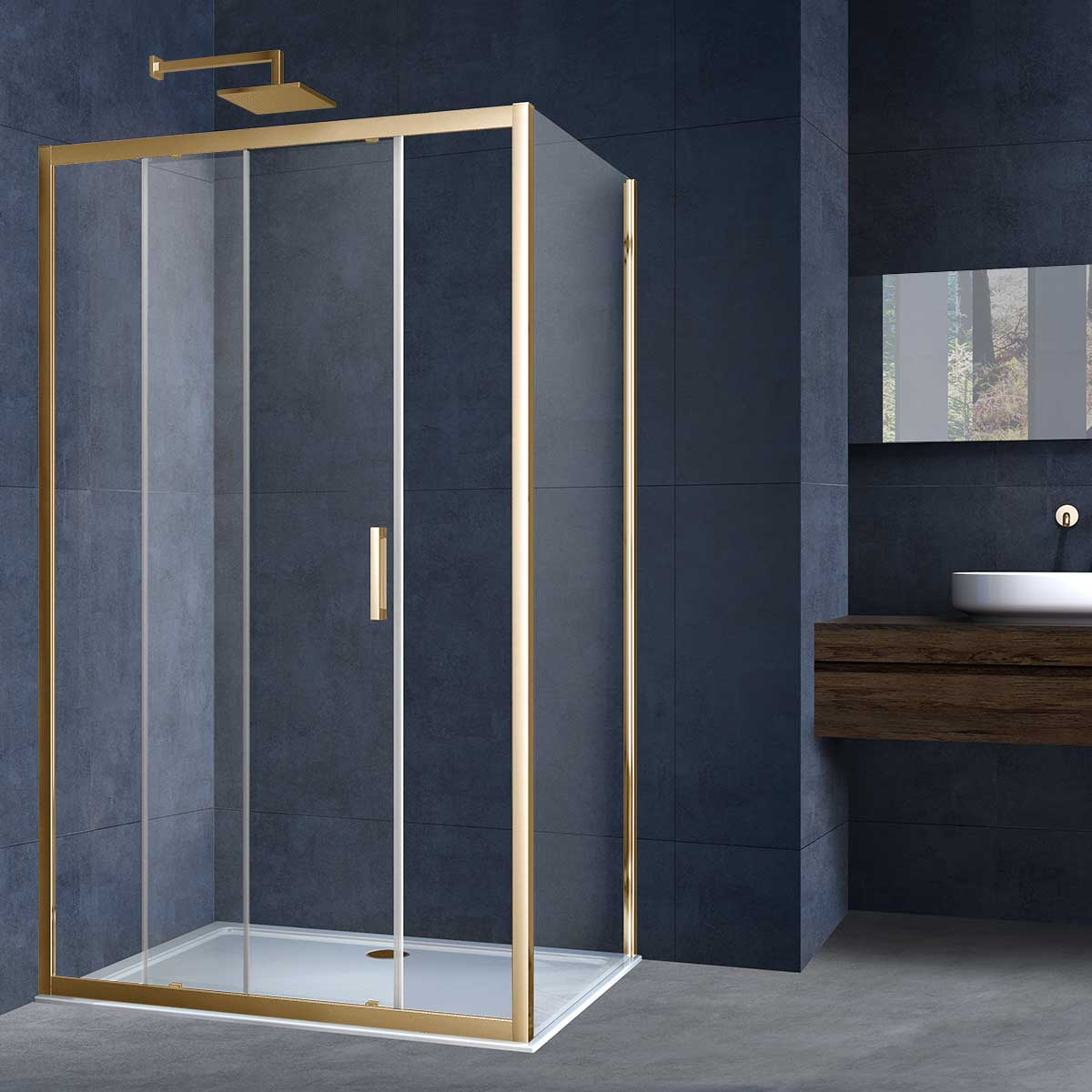 Душевой уголок Vincea Alpha VSR-3AL8015CLG 1500*800 мм (брашированное золото/прозрачное)