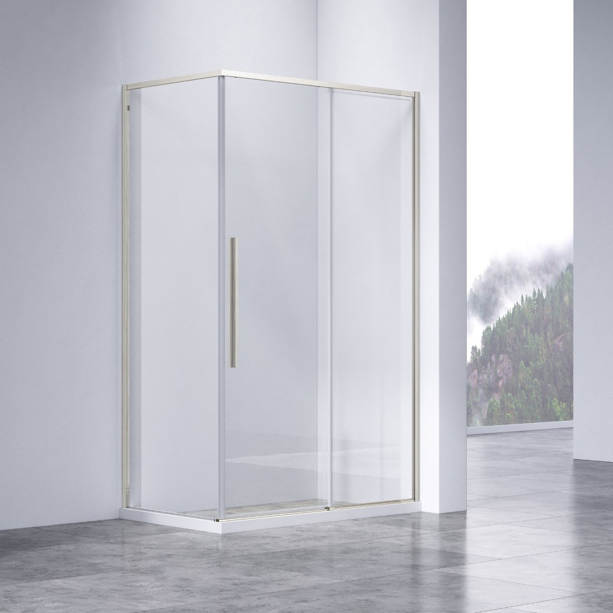 Душевой уголок Vincea Slim-N VSR-4SN8013CLBN 1300*800 мм (никель брашированный/прозрачное)