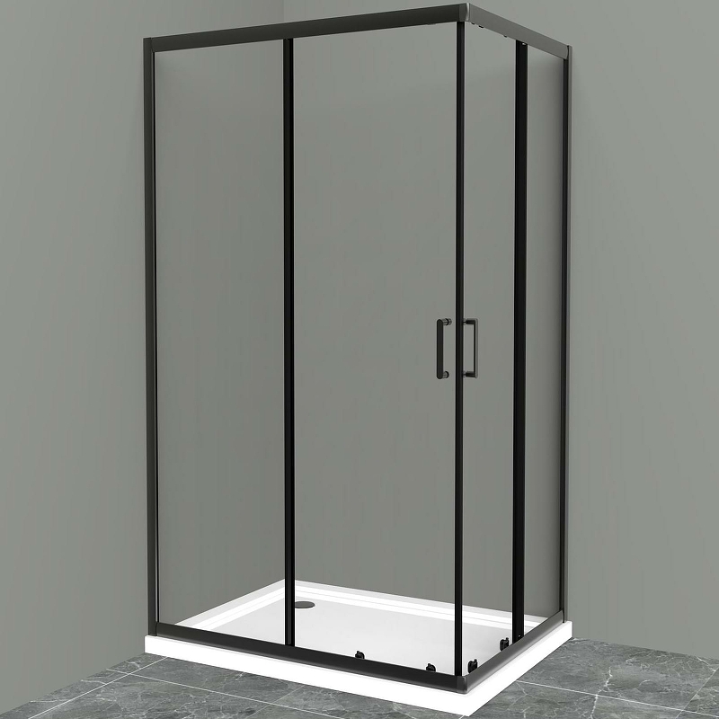 Душевой уголок BelBagno UNO-195-AH-2-120/100-C-NERO 1200*1000 мм (черный матовый/прозрачное)