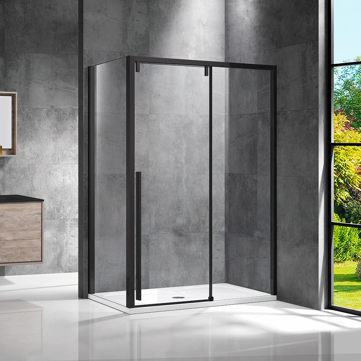 Душевой уголок Vincea Lugano VSR-1L8015CLB-1 1500*800 мм (черный/прозрачное)