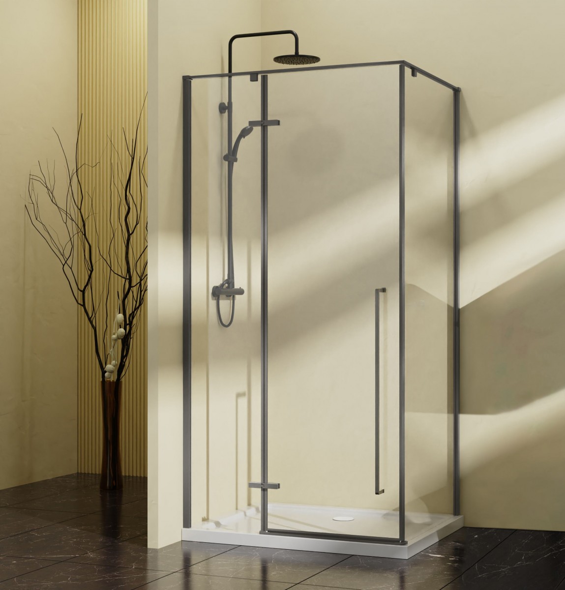 Душевой уголок Vincea Slim-N VSR-5SN1010CLGM 1000*1000 мм (вороненая сталь/прозрачное)