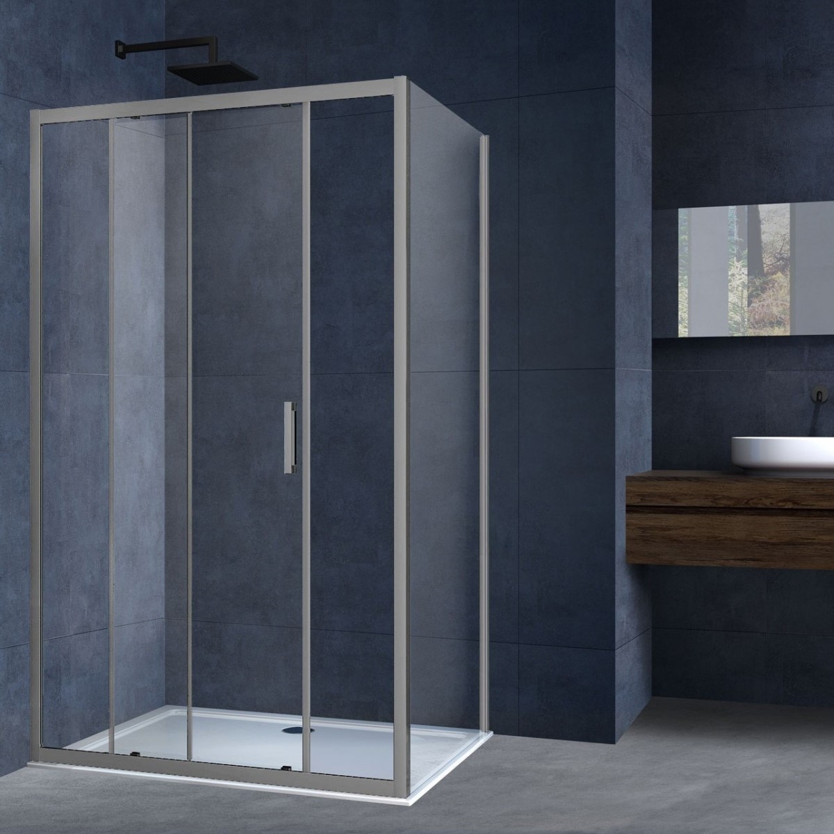 Душевой уголок Vincea Alpha VSR-3AL9012CLGM 1200*900 мм (вороненая сталь/прозрачное)