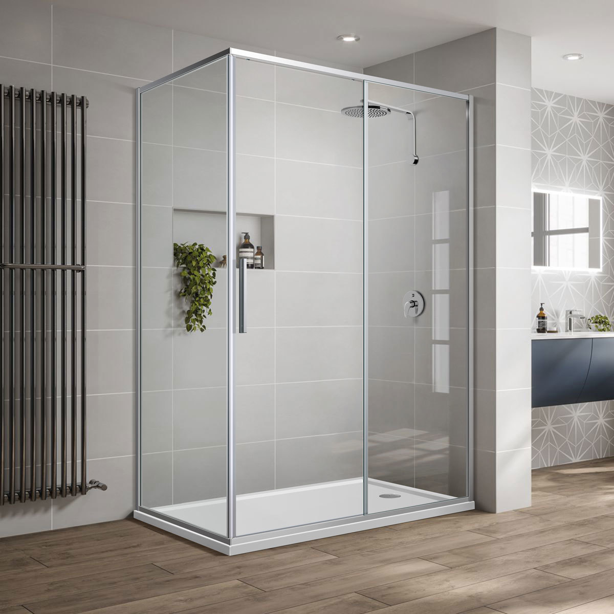 Душевой уголок Vincea Slim-U VSR-2SU9012CL 1200*900 мм (хром/прозрачное)