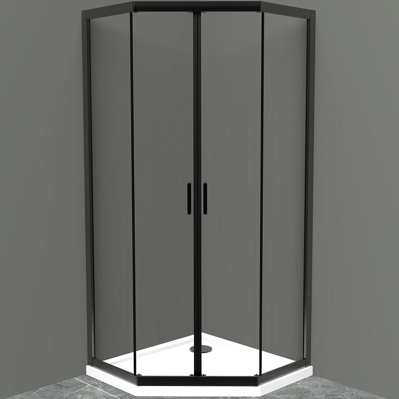 Душевой уголок BelBagno UNO-195-P-2-90-C-NERO 900*900 мм (черный матовый/прозрачное)