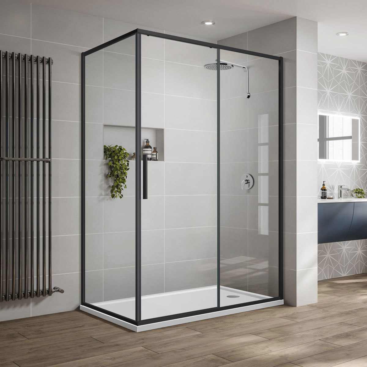 Душевой уголок Vincea Slim-U VSR-2SU9012CLB 1200*900 мм (черный/прозрачное)
