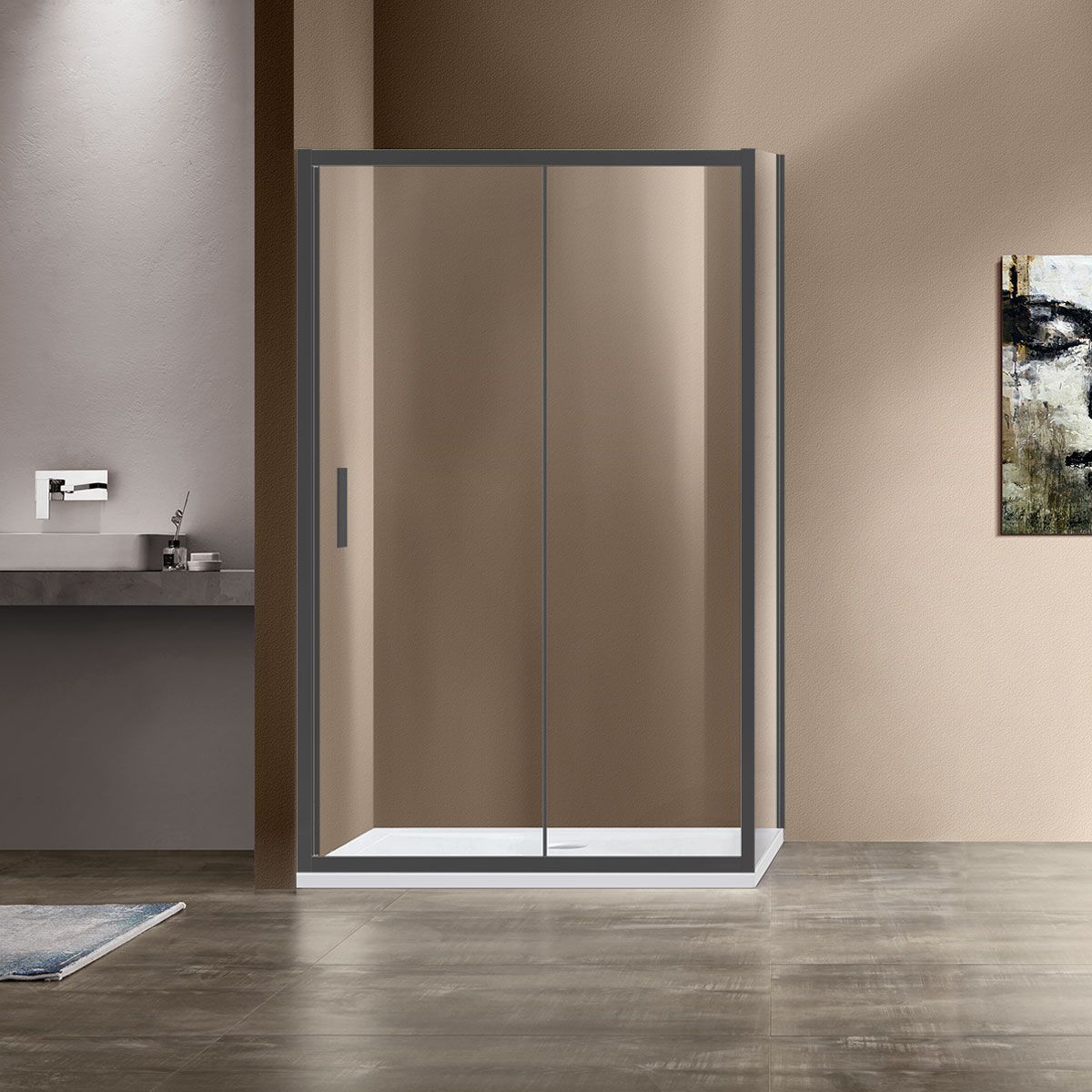 Душевой уголок Vincea Garda VSR-1G8011CLGM 1100*800 мм (вороненая сталь/прозрачное)