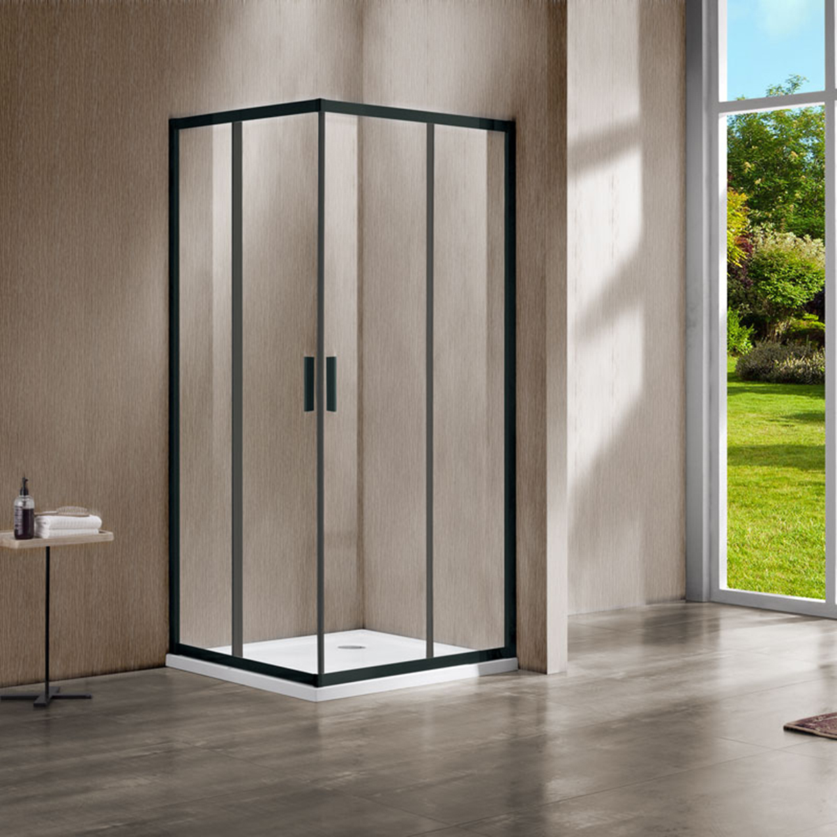 Душевой уголок Vincea Garda VSS-1G8010CLB 1000*800 мм (черный/прозрачное)