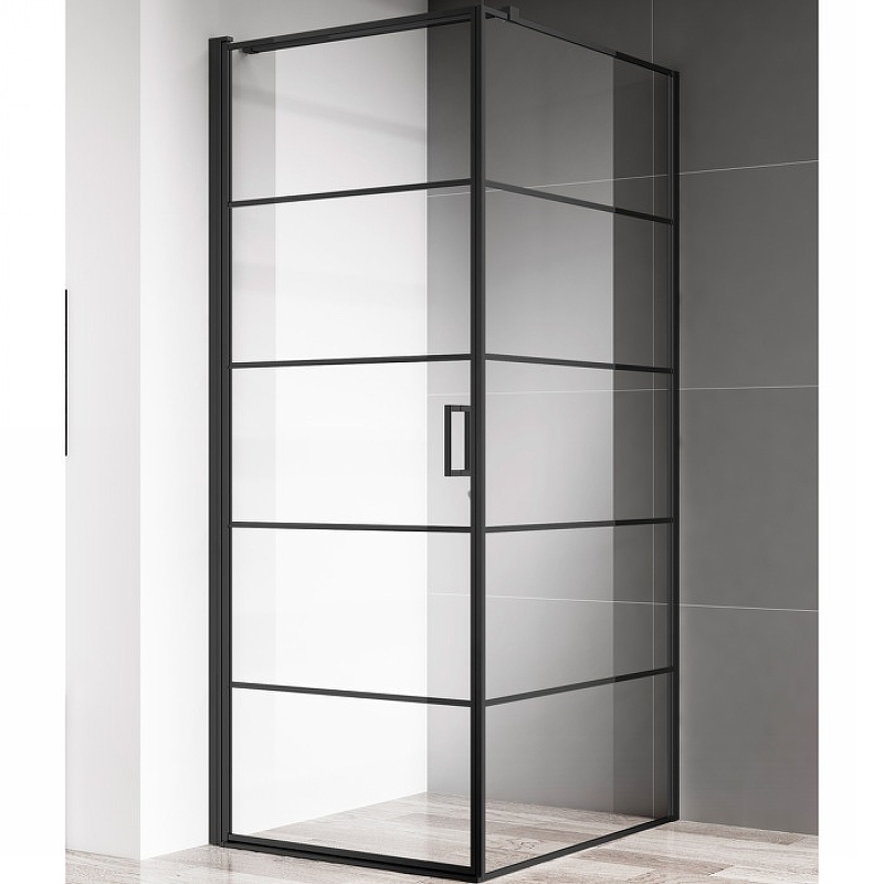 Душевой уголок AQUAme AQM5215-LH-8 800*1950 мм (чёрный матовый/прозрачное)