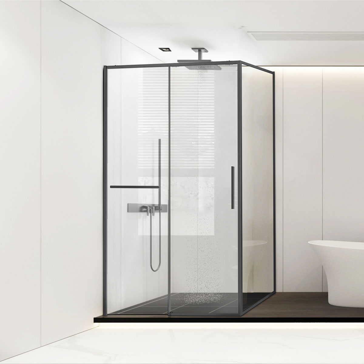 Душевой уголок Vincea Slim Soft VSR-1SS1015CLGM 1500*1000 мм (вороненая сталь/прозрачное)