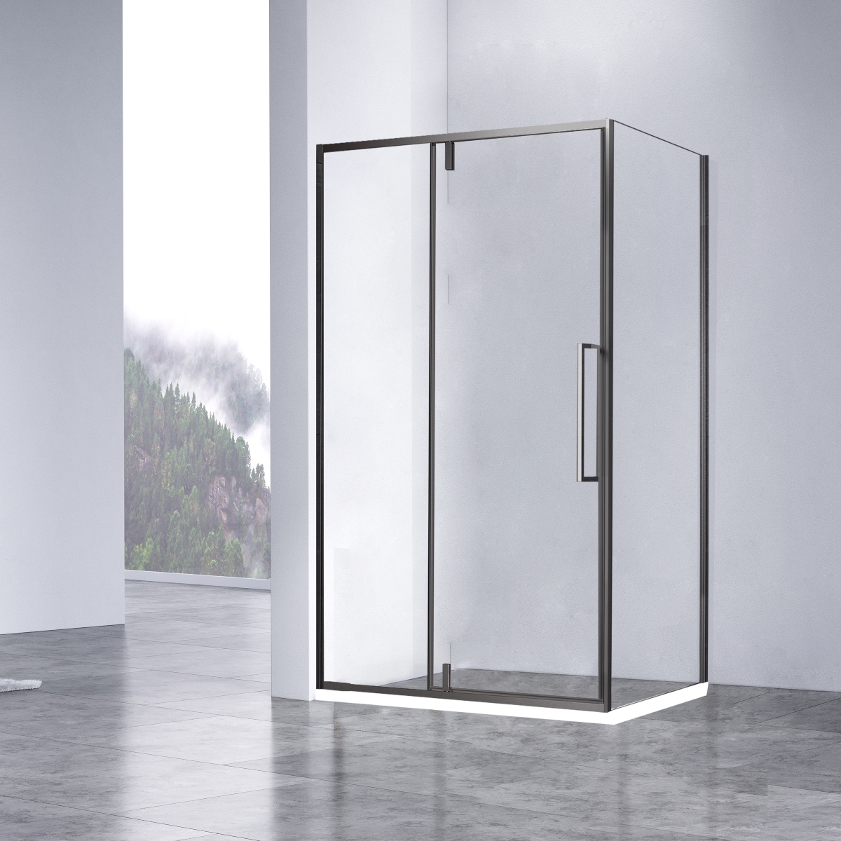 Душевой уголок Vincea Slim-N VSR-4SNP1012CLGM 1200*1000 мм (вороненая сталь/прозрачное)