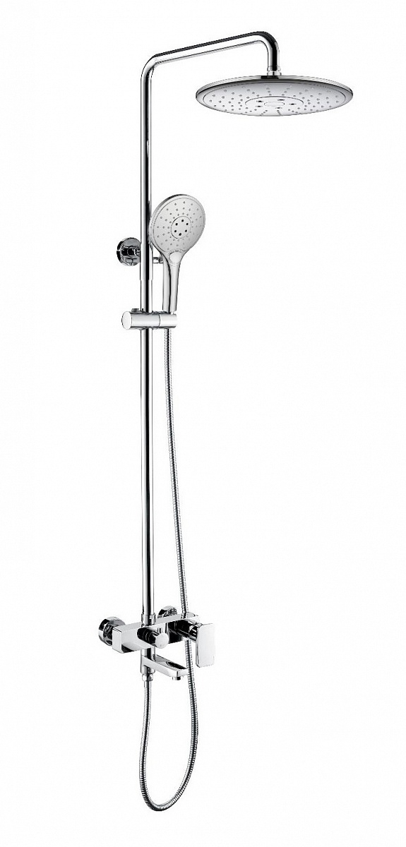 Душевая колонна Bravat RIFFLE F6336370CP-A-RUS со смесителем для ванны, поворотный излив