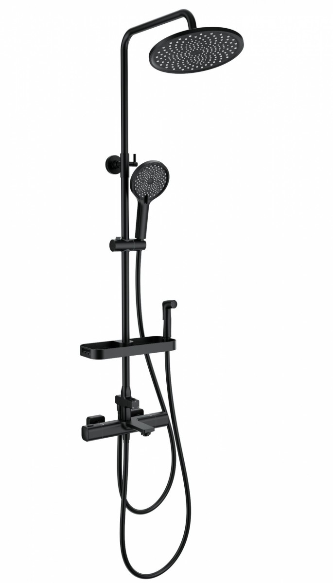 Душевая система Wonzon & Woghand SOLID WW-C3011-A1-MB (чёрный матовый) с термостатом