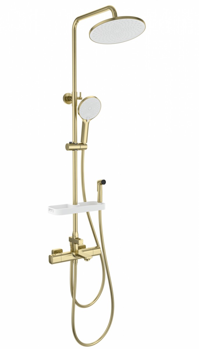 Душевая система Wonzon & Woghand SOLID WW-C3011-A1-BG (брашированное золото) с термостатом