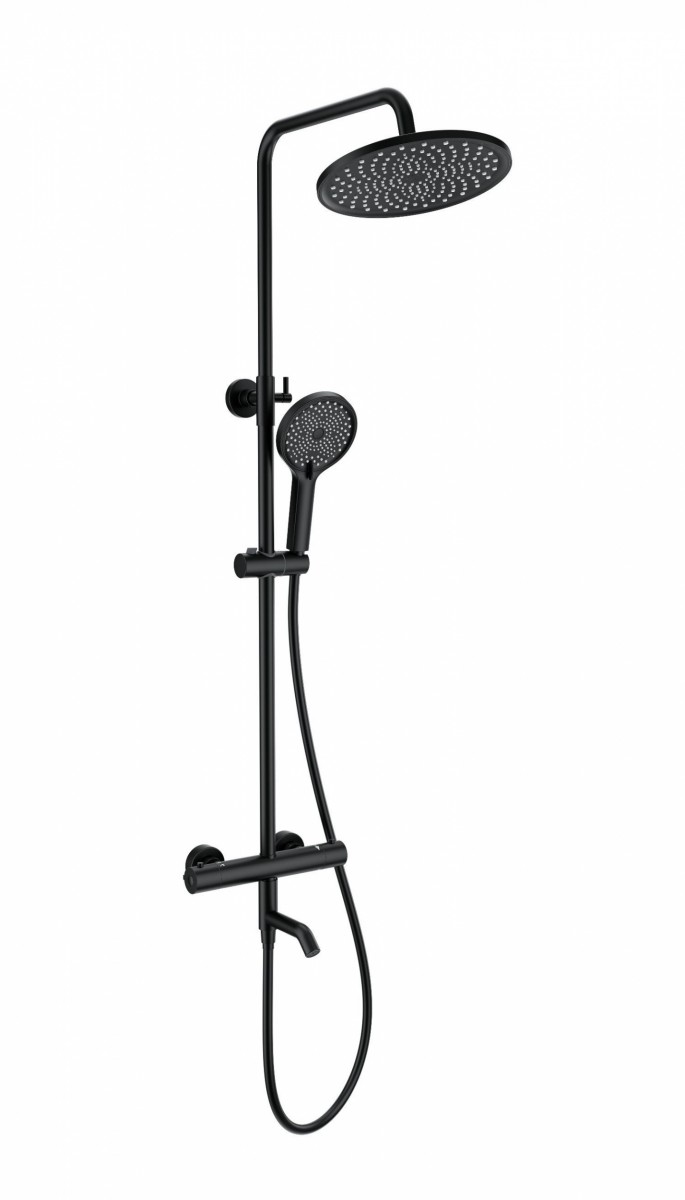 Душевая система Wonzon & Woghand INN 3 WW-B3065-T1-MB (чёрный матовый) с термостатом