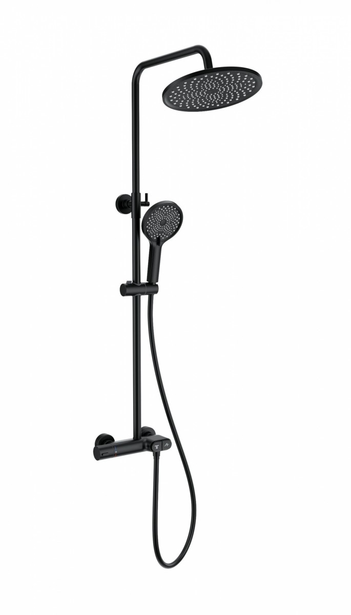 Душевая система Wonzon & Woghand MUSE Corno WW-B2091-A-MB (чёрный матовый) с термостатом