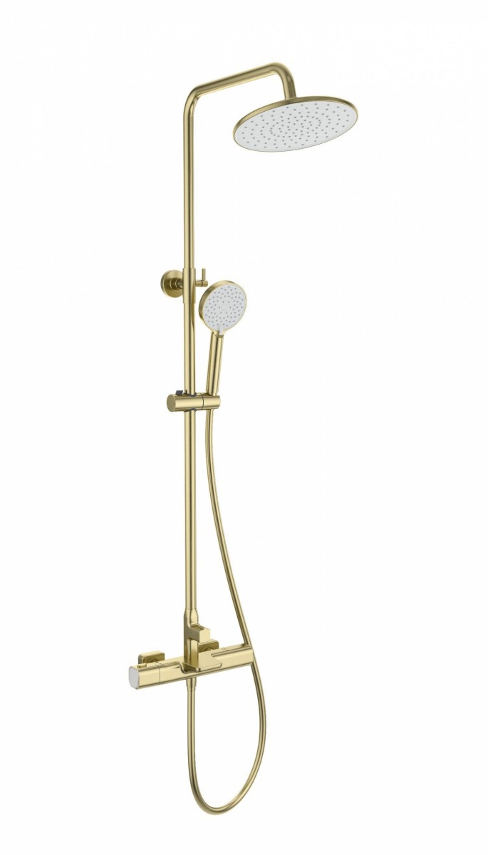 Душевая система Wonzon & Woghand Plate WW-C3017-A-BG (брашированное золото) с термостатом