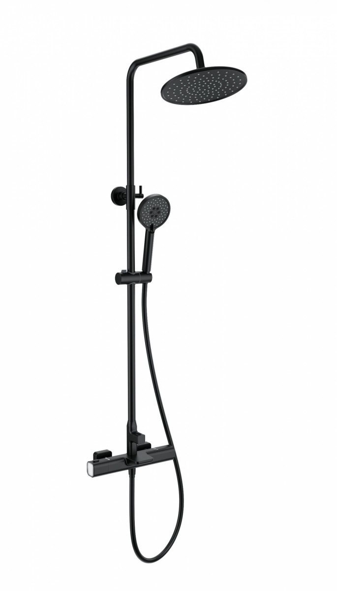 Душевая система Wonzon & Woghand Plate WW-C3017-A-MB (чёрный матовый) с термостатом