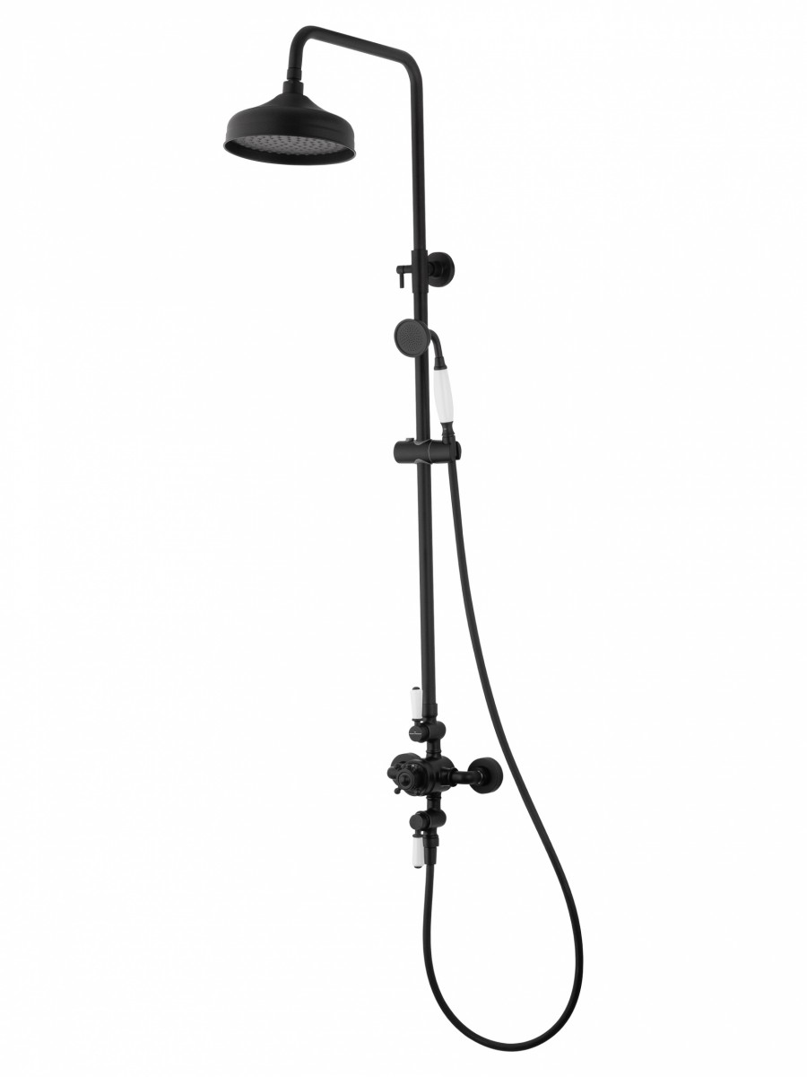 Душевая система Wonzon & Woghand RETRO WW-B3041-MB (чёрный матовый) с термостатом