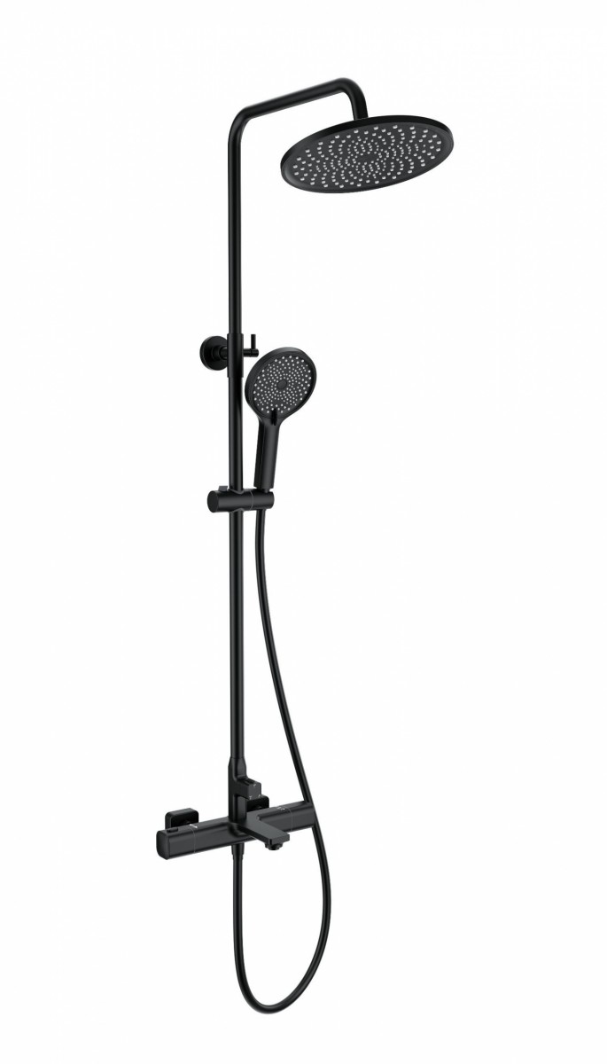 Душевая система Wonzon & Woghand SOLID WW-C3011-A-MB (чёрный матовый) с термостатом