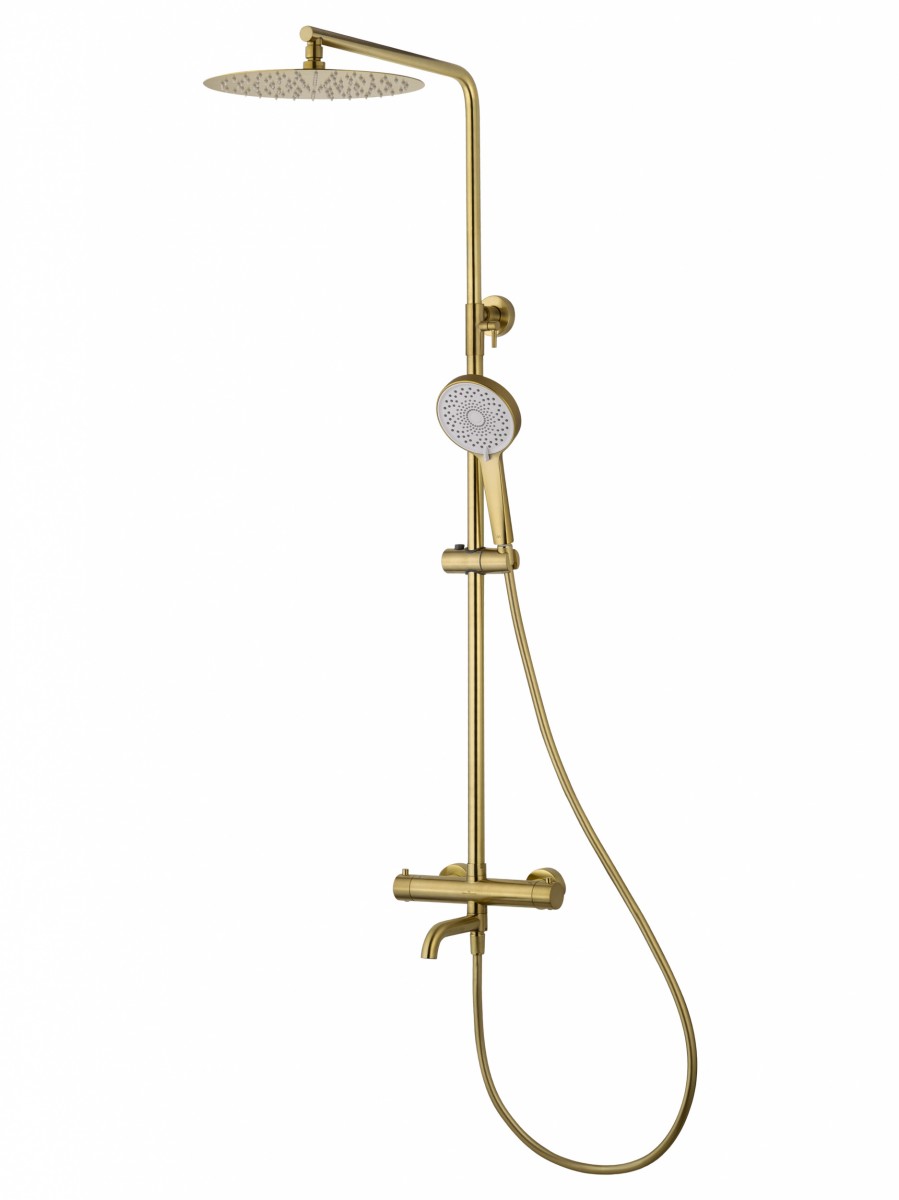 Душевая система Wonzon & Woghand STICK WW-88739903-BG (брашированное золото) с термостатом