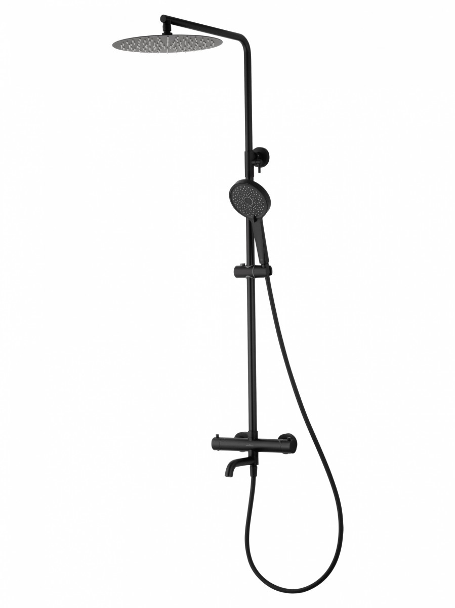 Душевая система Wonzon & Woghand STICK WW-88739903-MB (чёрный матовый) с термостатом
