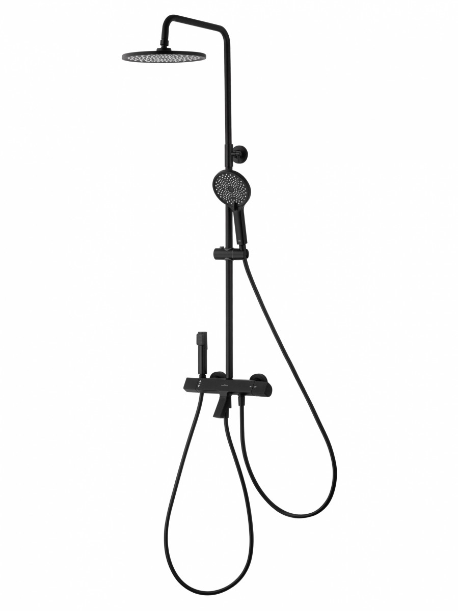 Душевая система Wonzon & Woghand The ONE WW-B3094-MB (чёрный матовый) с термостатом
