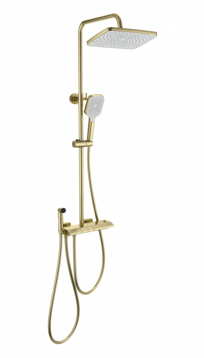 Душевая система Wonzon & Woghand MUSE Piano WW-B4132-A-BG (брашированное золото) с термостатом