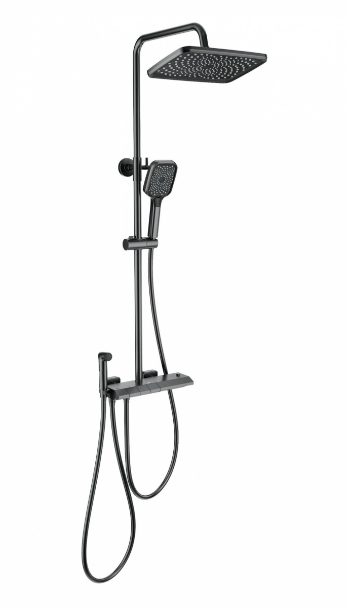 Душевая система Wonzon & Woghand MUSE Piano WW-B4132-A-BGG (тёмный графит) с термостатом