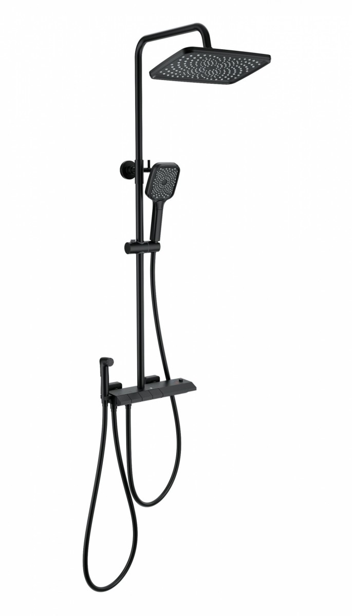 Душевая система Wonzon & Woghand MUSE Piano WW-B4132-A-MB (чёрный матовый) с термостатом