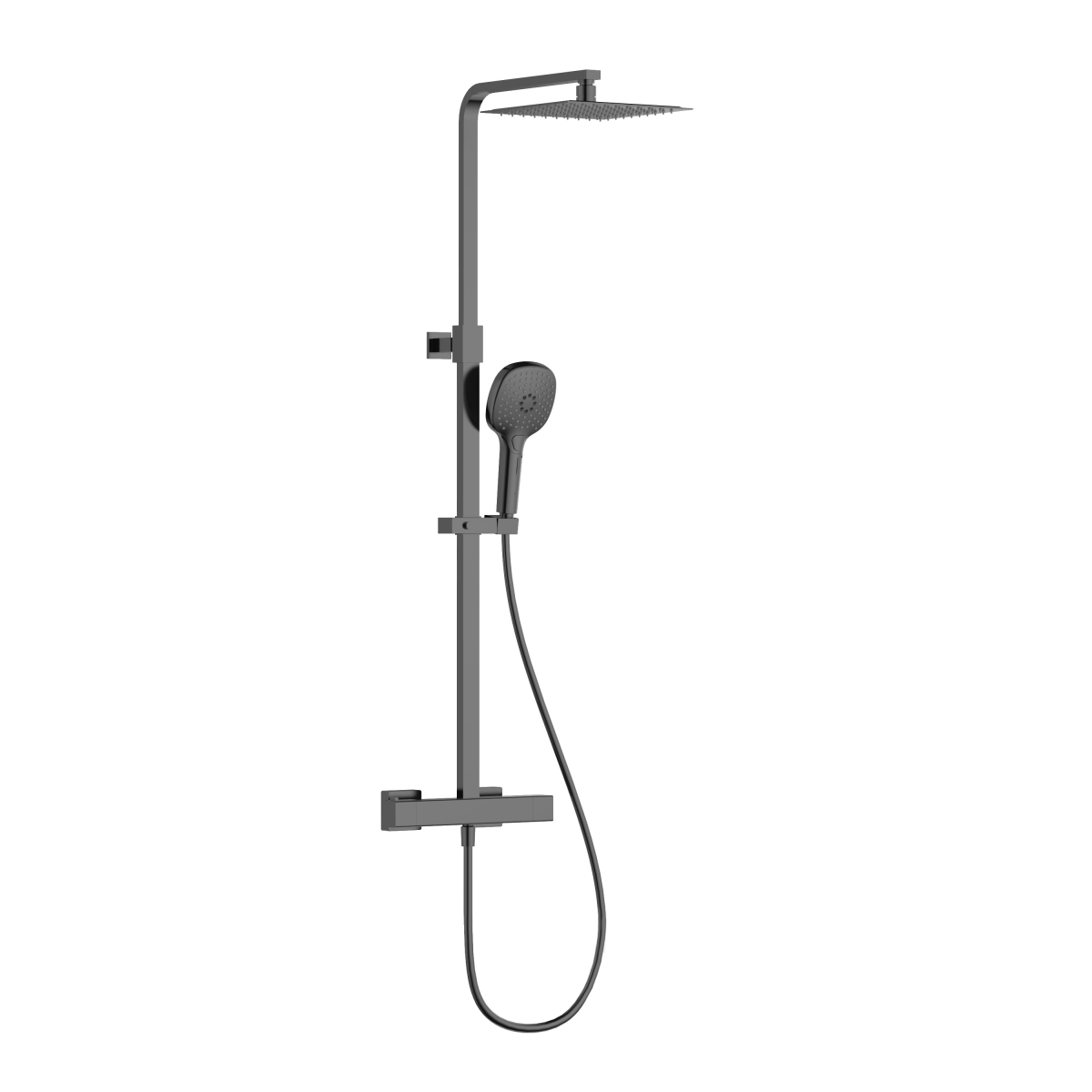 Душевая система AQUAme AQM8007GM (оружейная сталь) с термостатом