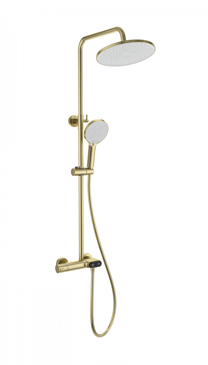 Душевая система Wonzon & Woghand MUSE Corno WW-B2091-A-BG (брашированное золото) с термостатом