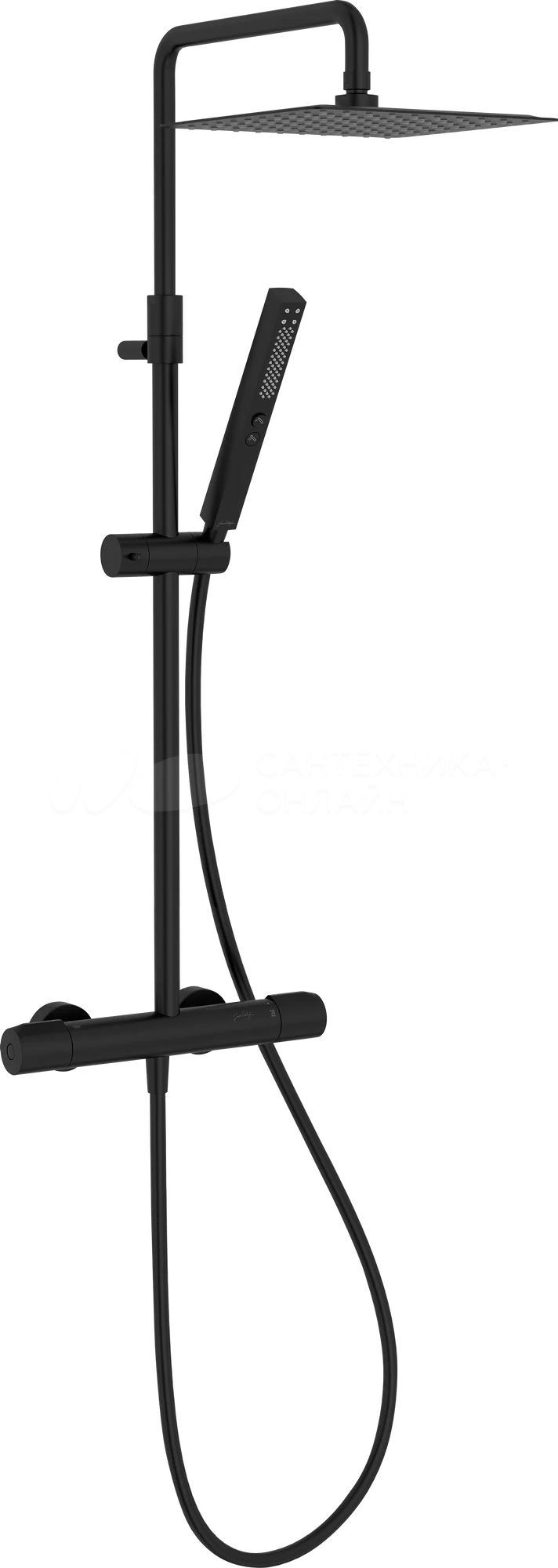 Душевая система Jacob Delafon Metro E26595-BL (чёрный матовый) с термостатом