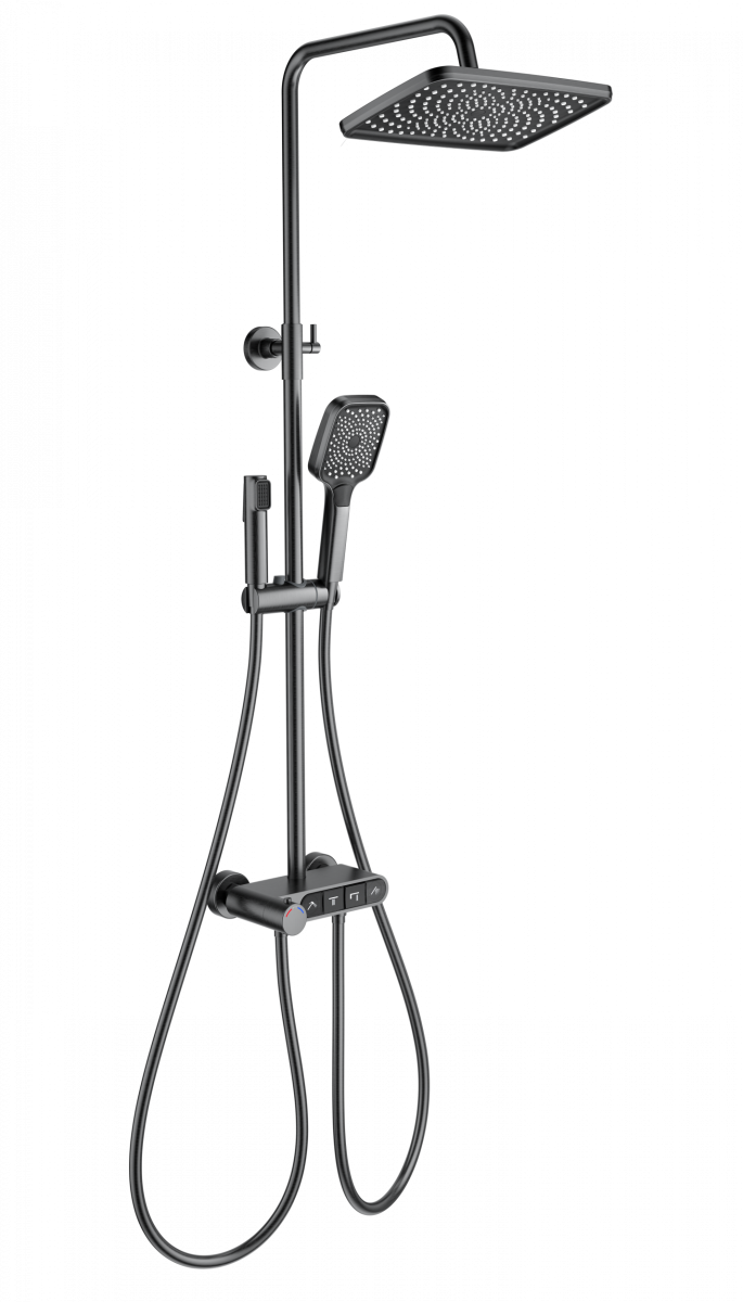 Душевая система Wonzon & Woghand MUSE Corno WW-B3112-BGG (тёмный графит) с термостатом