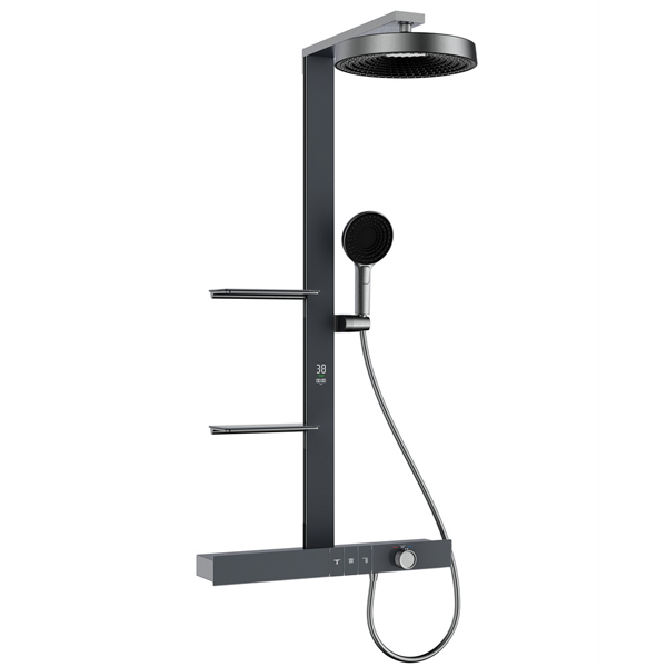 Душевая система Black & White Gravity 9005NGM (оружейная сталь) с термостатом